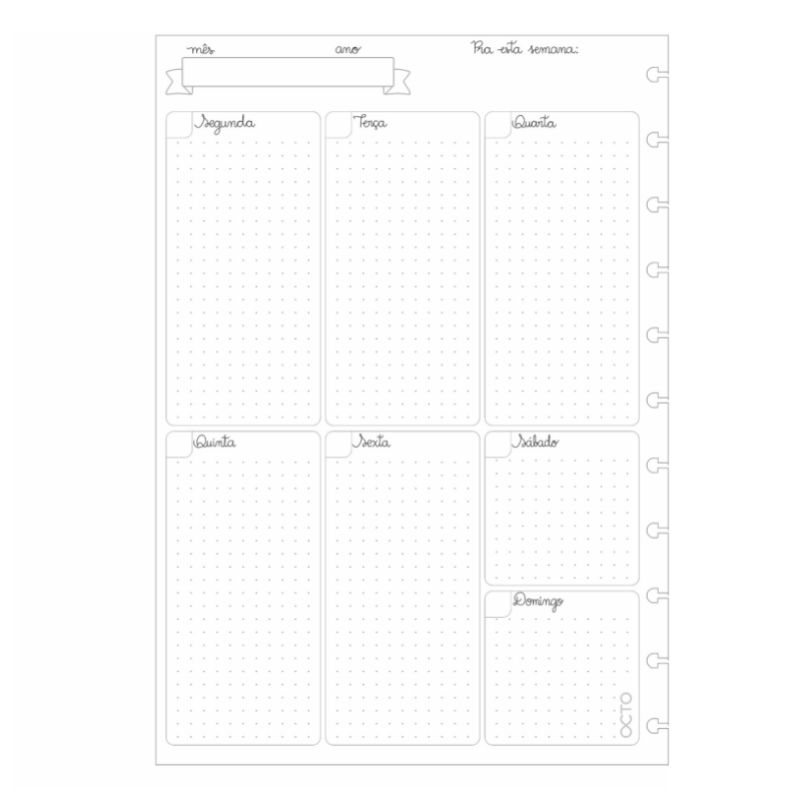 Refil Planner Vertical para Caderno de Disco G - Octo