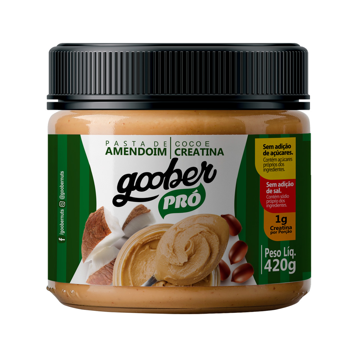 Pasta de Amendoim com Coco e Creatina - Pote 420 g