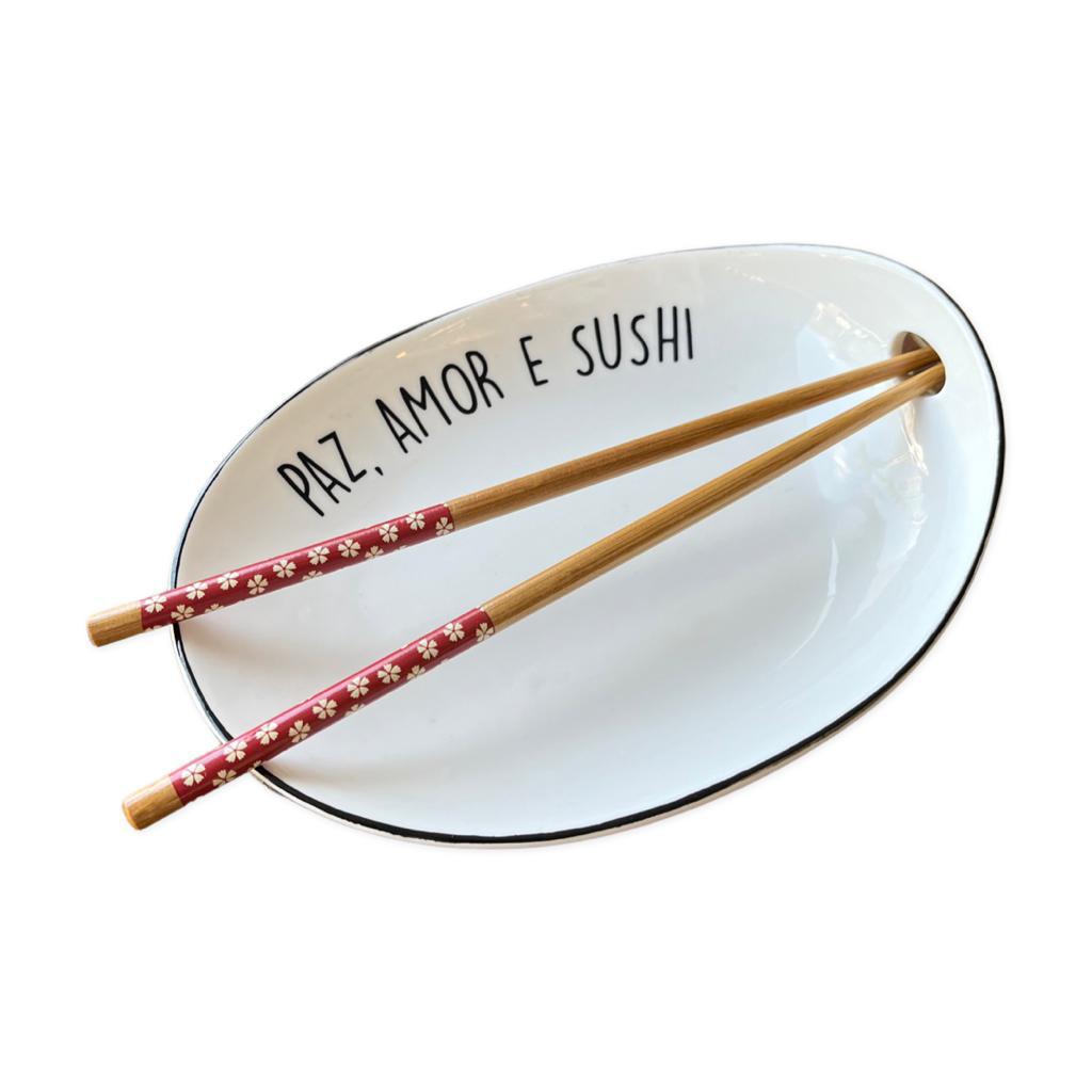 Prato Paz Amor e Sushi