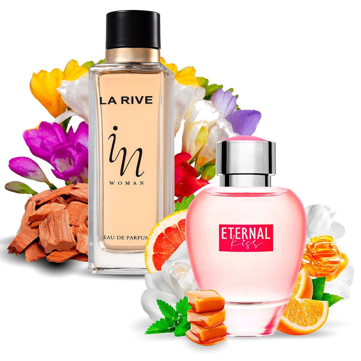 Kit 2 Perfumes Importados In Woman e Eternal Kiss La Rive - Mercari Perfumes