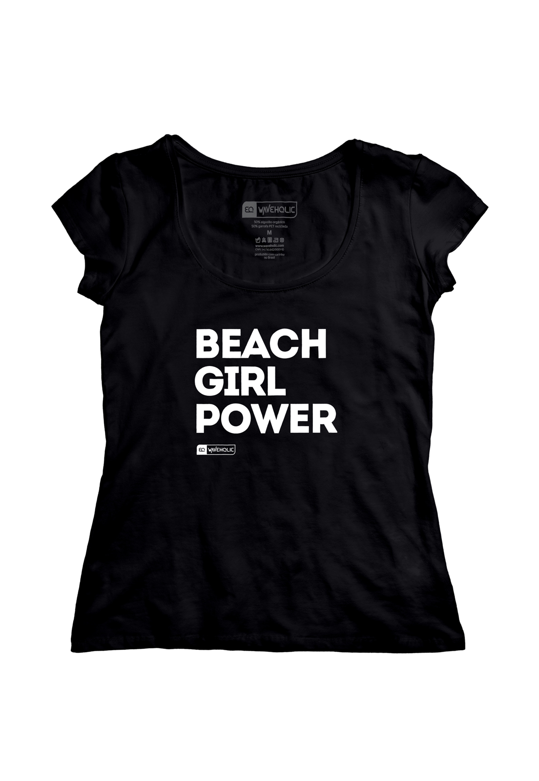 Blusa com frase beach girl power branca ou preta que preserva