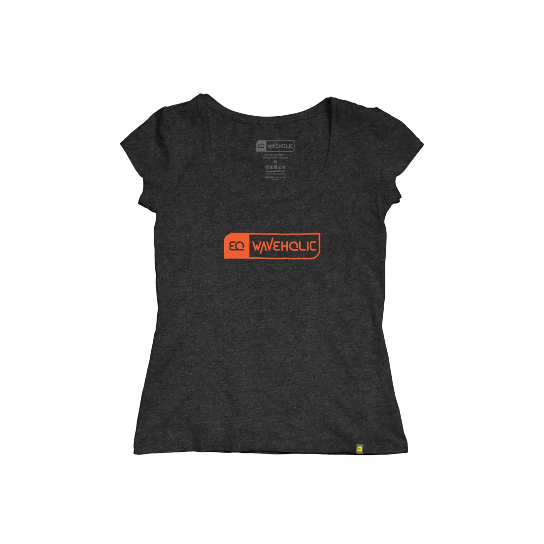 Blusa estampada sustentável preto mescla (grafite) logo laranja
