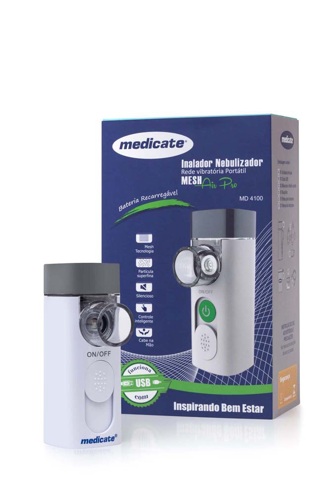 Inalador nebulizador portátil Mesh Air Pro com bateria recarregável MD4100 Medicate