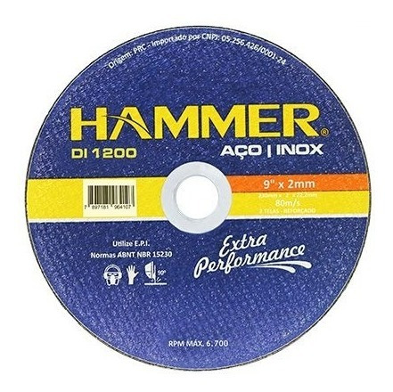Disco Hammer Para Inox E Ferro 22,86 X 2 Mm