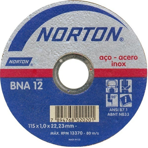 Disco Norton Inox 115 X 1,0 X 22,23mm Bna12
