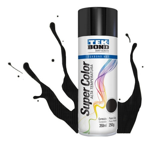 Tinta Spray Preto Brilhante Uso Geral 350ml / 250g Tek Bond