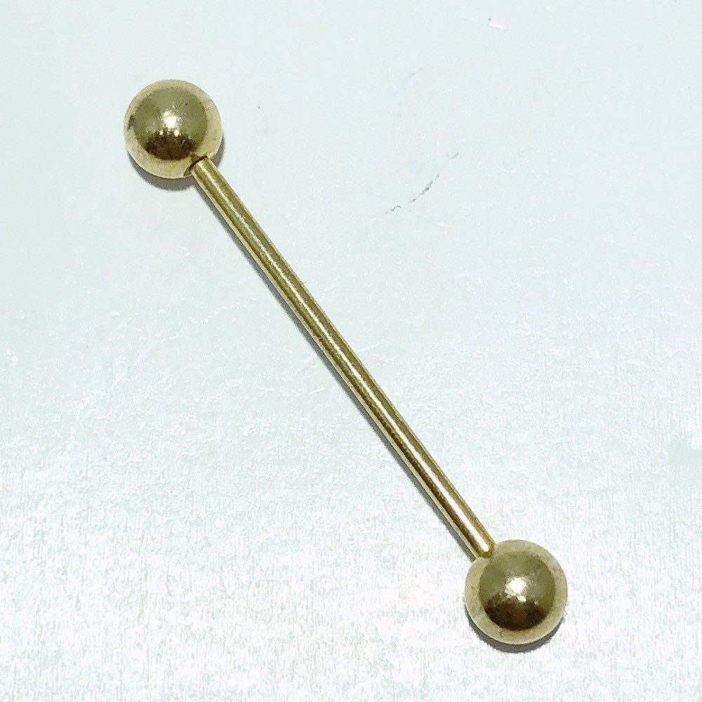 Piercing Reto Aço Dourado Bolinha nas pontas 31 mm