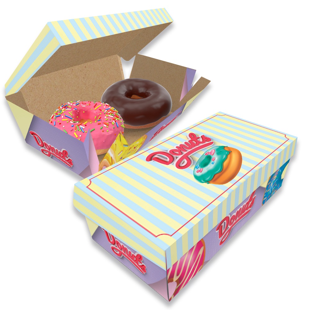 Embalagem para Donuts - 2 unidades - COLOR - 100 unidades  - 24 PRINT EMBALAGENS