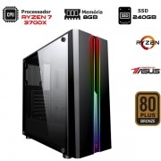 Computador NTC Gamer AMD Ryzen 7 3700X, 8GB, SSD 240GB,  500W, ASUS PRIME B450M-GAMING/BR, VULCANO II - 7118