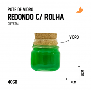 Pote De Vidro Redondo C/ Rolha 40 gr