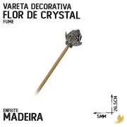 Vareta Decorativa Flor Prata C/ Crystal Fumê