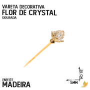Vareta Decorativa Flor Dourada C/ Crystal