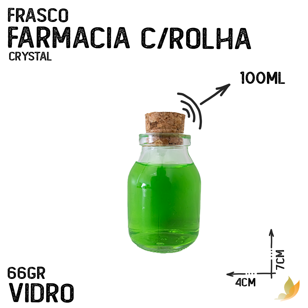 Frasco Farmcia C/Rolha Crystal 100 ml