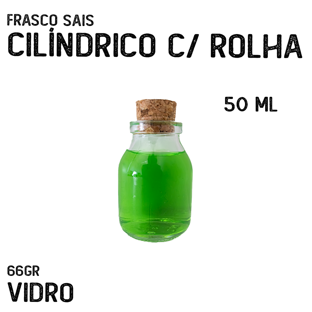 Frasco Sais Cilíndrico C/Rolha 50 ml