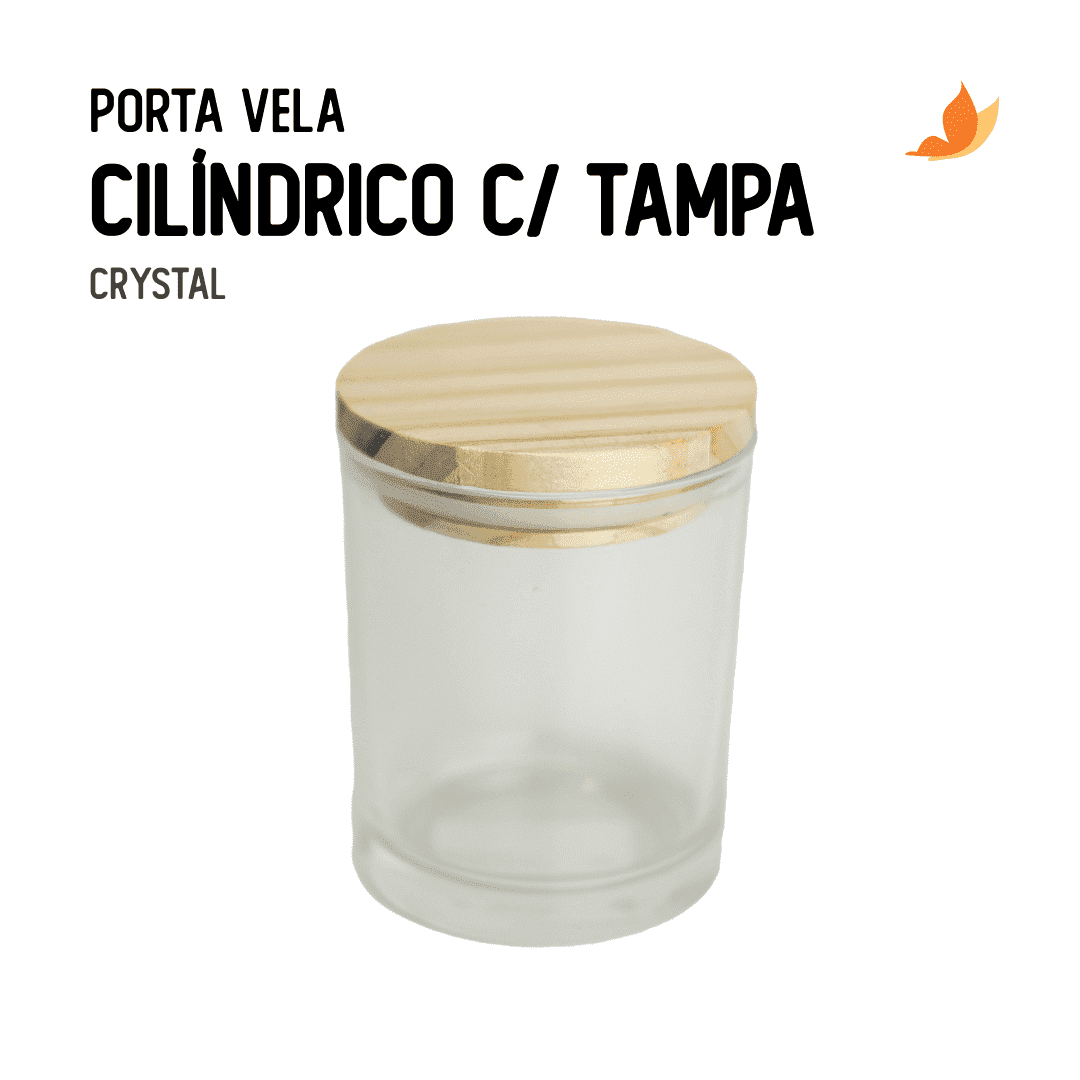 Porta Vela Cilindrico Crystal C/ Tampa 110 ml - Foto 1