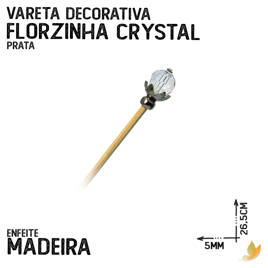 Vareta Decorativa Florzinha Prata C/ Crystal - Foto 0