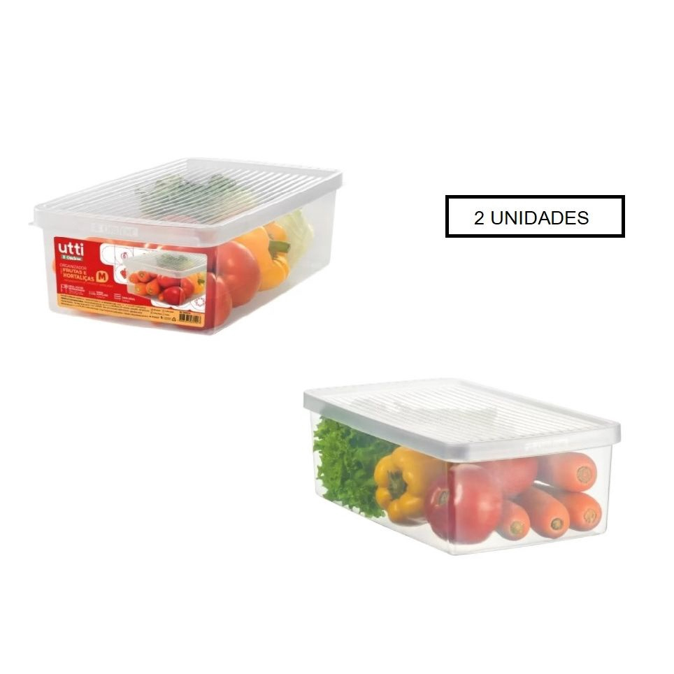 Kit com 2 utti organizador plastico frutas e hortaliças g - 8013 ordene