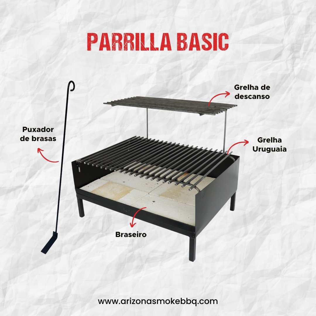 Parrilla Basic com Grelha Uruguaia - Arizona Smoke &amp; BBQ