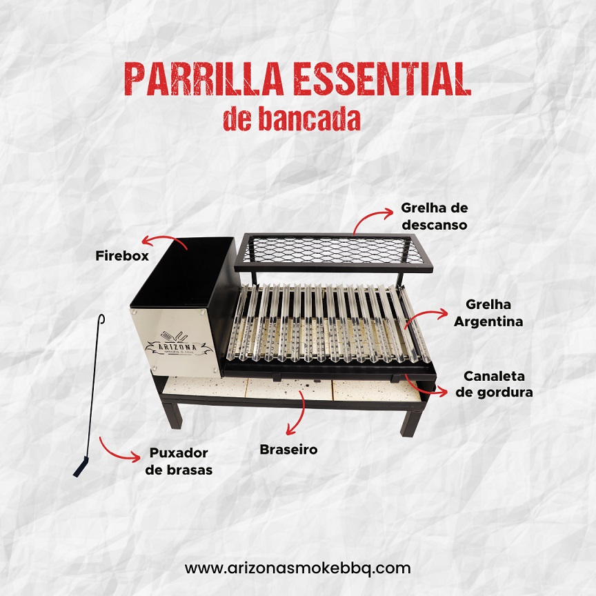 Parrilla Essential de Bancada com Grelha Argentina - Arizona Smoke & BBQ