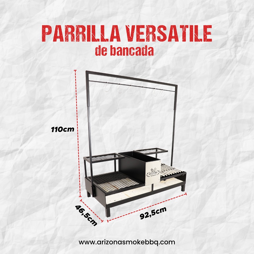 Parrilla Versatile de Bancada com Grelha Dupla (Argentina + Uruguaia) e Varal - Arizona Smoke & BBQ