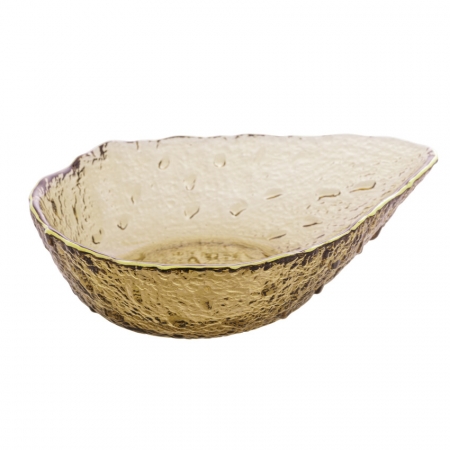 Bowl Gota Cristal Martelado c/ Borda Dourada Âmbar 175x12,5x7,5cm