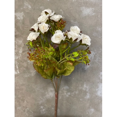Buquê de Mini Rosas - Branco de 27cm