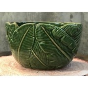 Centro de Mesa Cerâmica Banana Leaf Verde 16x16x9,5cm