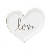 Porta Anéis de Cerâmica HEART LOVE 9,1x8,0x1,3cm