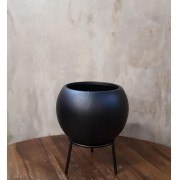 Vaso de Cerâmica com Suporte de Metal 7,5x7,5x5x12,5cm