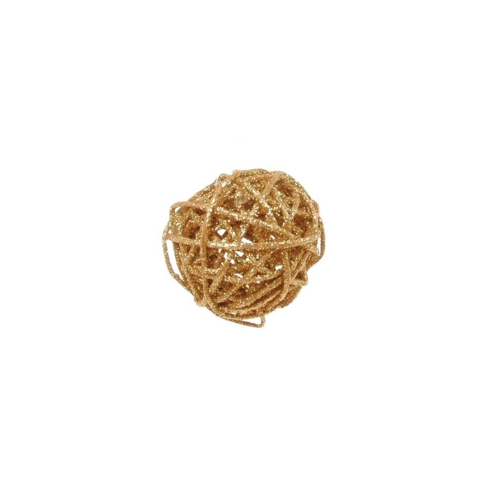 Bola Decorativa Rattan Ouro 6cm