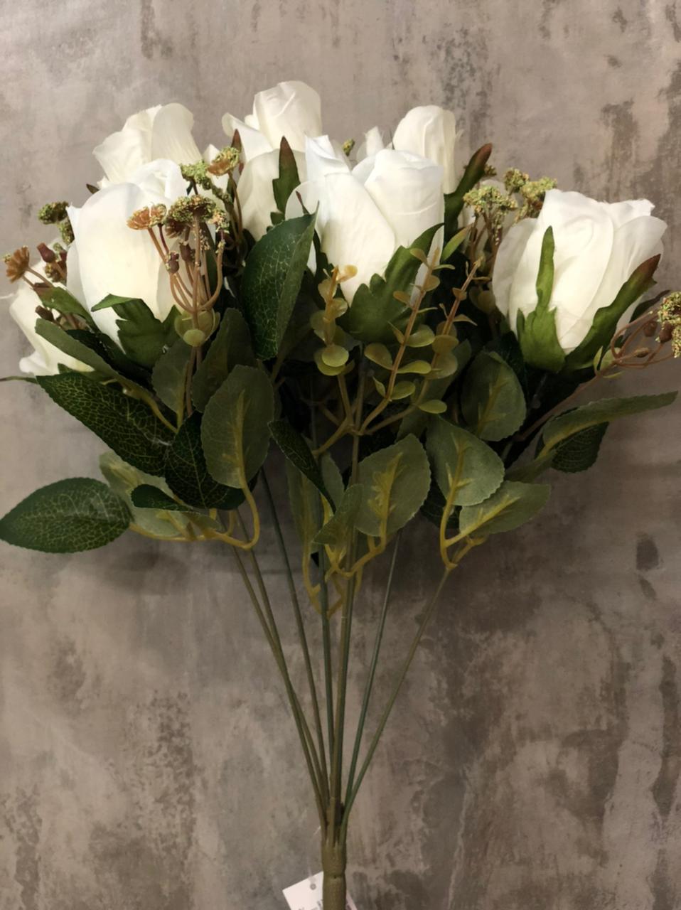 Buquê de Rosas Branco 42cm