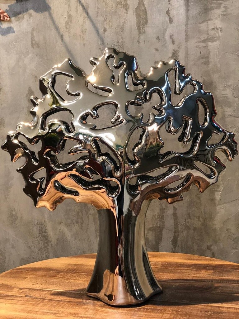 Escultura Árvore Cromada 32x29cm
