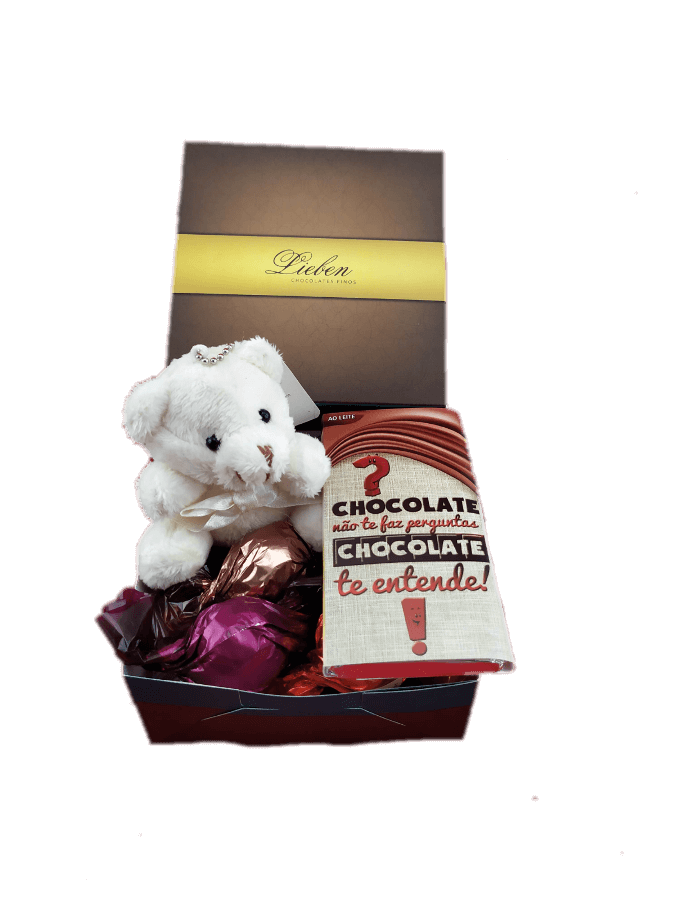 Caixa Chocolates Sortidos Para Presente Com Ursinho de Pelúcia