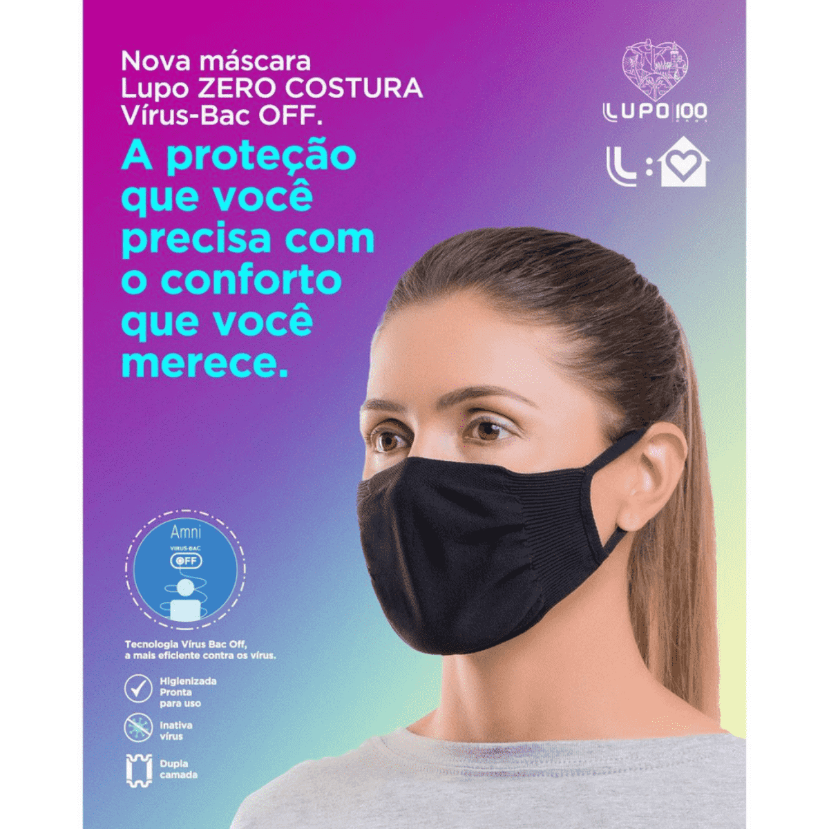 Kit 2 Mascara Protetora Lupo Dupla Camada Lavável Antimicrobial Nude E Marrom