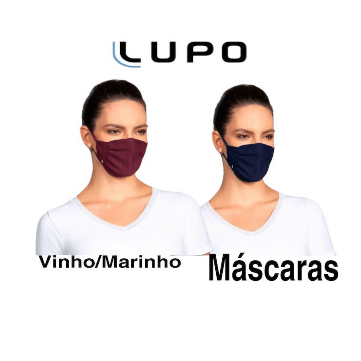 Kit 2 Mascara Protetora Lupo Dupla Camada Lavável Antimicrobial Original Azul E Bordo