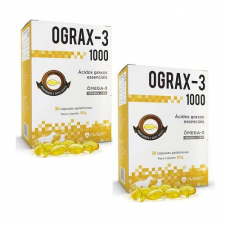 Kit 02 Unidades Suplemento Ograx 3 1000 Caixa com 30 Cápsulas