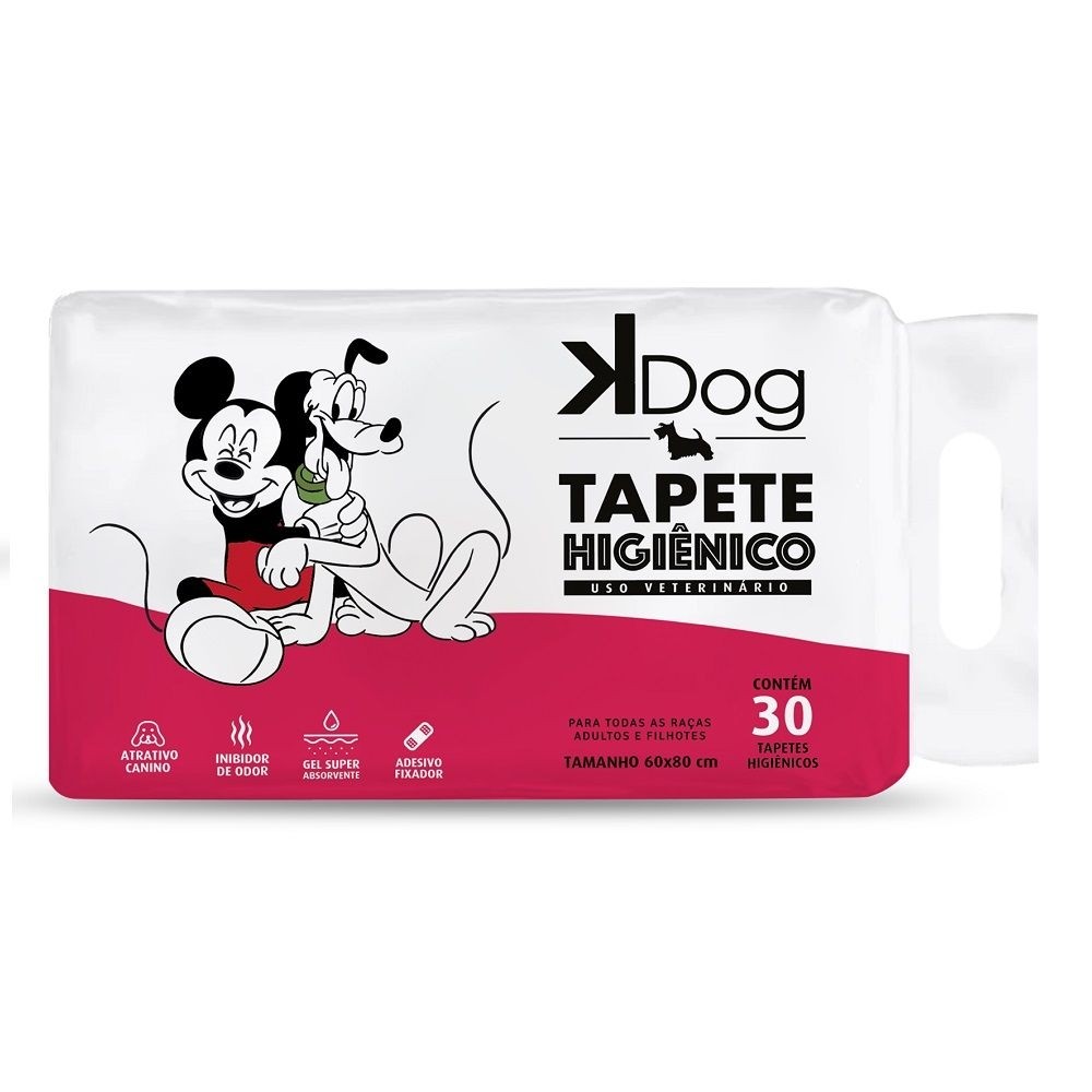 Tapete Higiênico K Dog Mickey e Amigos para Cães de todas as raças e idades 80 x 60 cm Com 30 UNIDADES