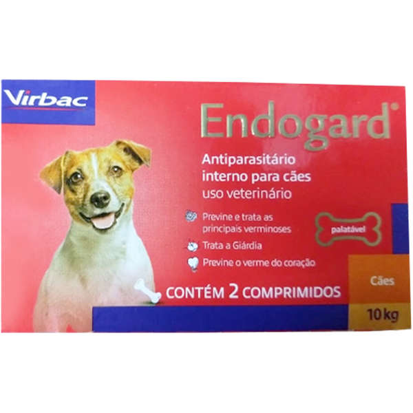 Vermífugo Endogard Virbac Cães Até 10Kg Com 02 Comprimidos
