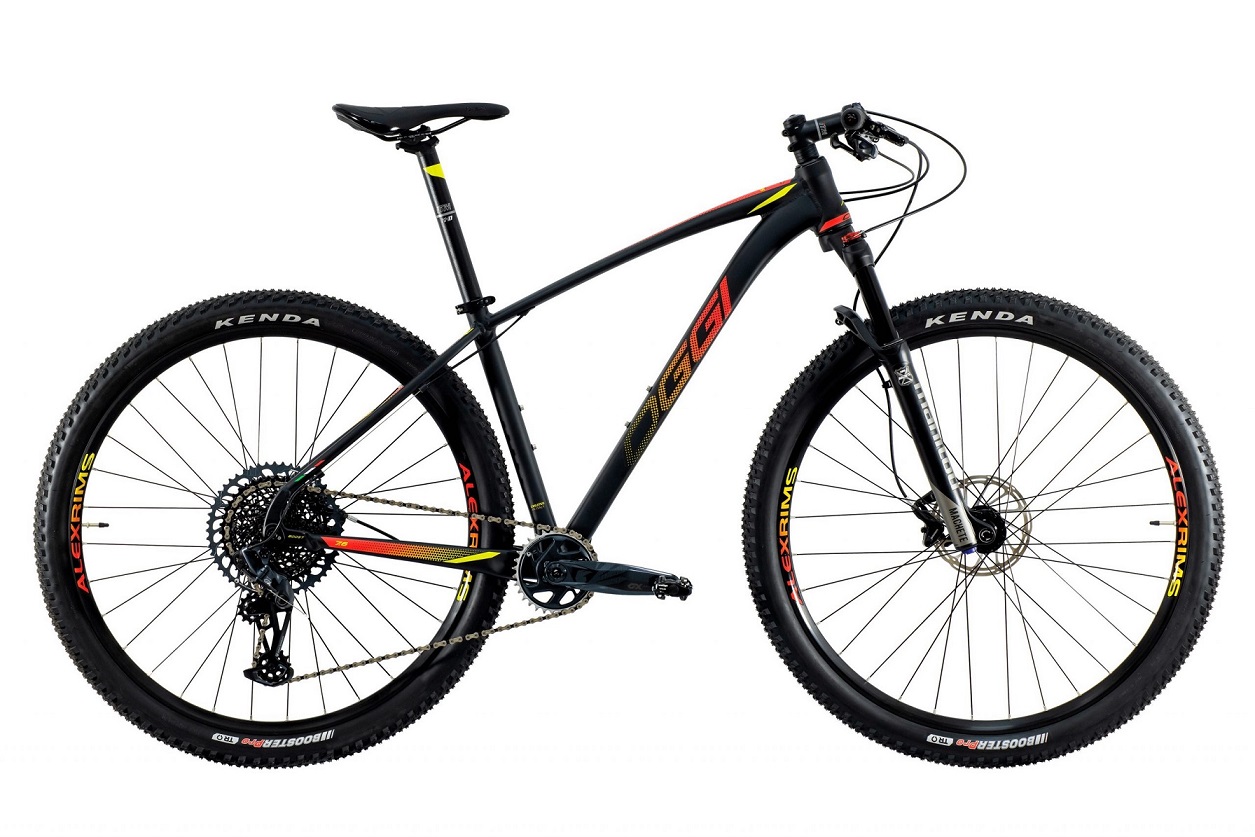 Bicicleta Aro 29 MTB Oggi Big Wheel 7.6 SRAM GX 12v 2021 - Preto / Vermelho / Amarelo