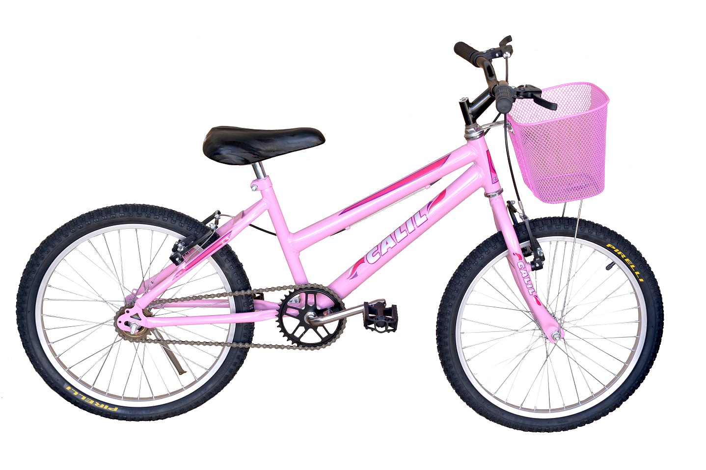 Bicicleta Infantil Aro 20 Calil Feminina C/ Cesto - Rosa