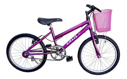 Bicicleta Infantil Aro 20 Calil Feminina C/ Cesto - Violeta