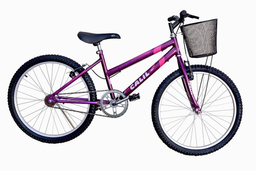 Bicicleta Infantil Aro 24 Calil Feminina C/ Cesto - Violeta