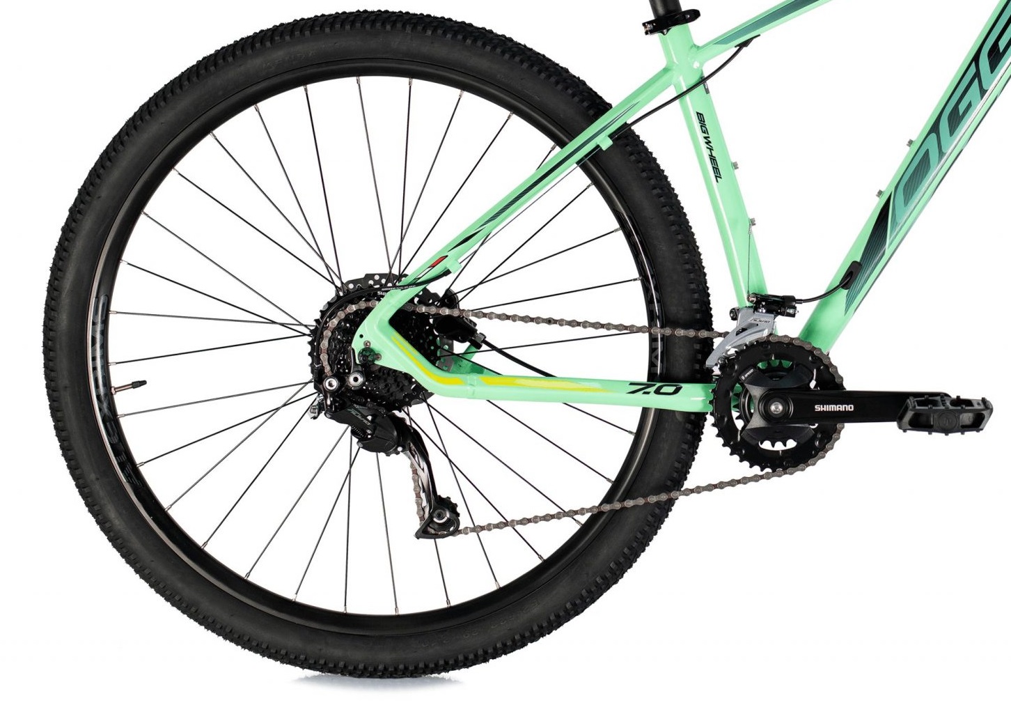 Bicicleta MTB Aro 29 Oggi Big Wheel 7.0 2021 - Verde Blue / Preto / S-Lime