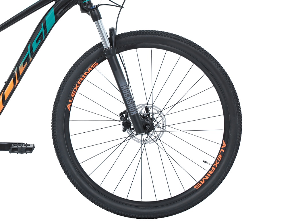 Bicicleta MTB Aro 29 Oggi Big Wheel 7.1 18v 2022 - Preto / Laranja / Verde