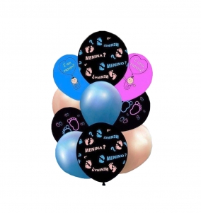 Balão Bexiga Cha Revelação Kit Buque 10 Unidades