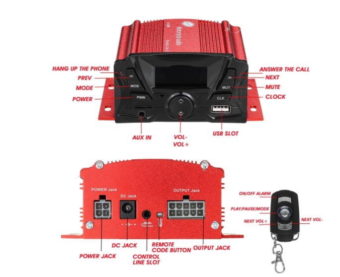 Universal Motocicleta Audio bluetooth Controle Remoto Speaker Sistema de som MP3 fm