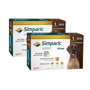 Kit 2 Antipulgas e Carrapatos Zoetis Simparic 120 mg para Cães 40,1 Kg a 60 Kg Com 1 Comprimido Cada