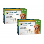 Kit 2 Antipulgas e Carrapatos Zoetis Simparic 80 mg para Cães 20,1 Kg a 40 Kg Com 1 Comprimido Cada