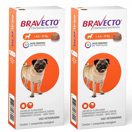 Kit 2 Bravecto para Cães de 4,5 a 10 kg Antipulgas e Carrapatos