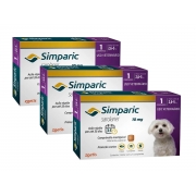 Kit 3 Antipulgas e Carrapatos Zoetis Simparic 10 mg para Cães 2,6 a 5 Kg Com 1 Comprimido Cada